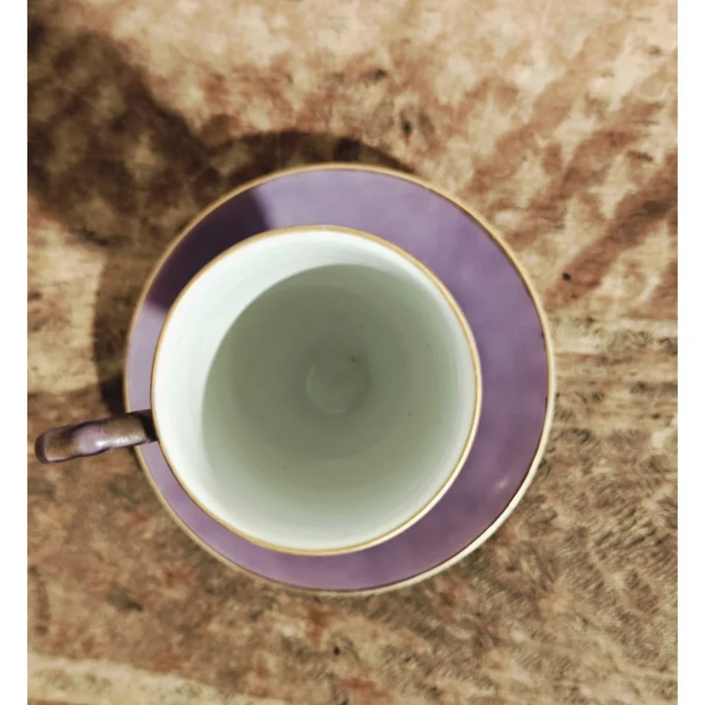 Antique Porcelain Purple Demitasse Cup And‎ Saucer